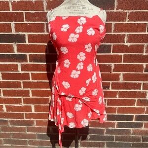 Pink Lily Coral Dress with White Floral Design   PM5